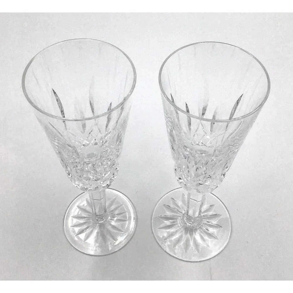 Waterford Crystal Lismore Champagne Flutes Set of 2 Lead Crystal Glasses
